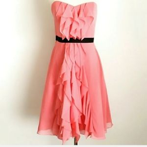 Front Ruffle Knee Length Melon NWT, Sz 8 Strapless, Prom, Bridesmaid, Formal